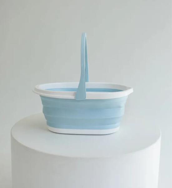 Ведро складное силиконовое с ручкой, 12 литров (туристическое, хозяйственное, для уборки, для рыбалки) / Таз хозяйственный с ручками, Голубой цвет